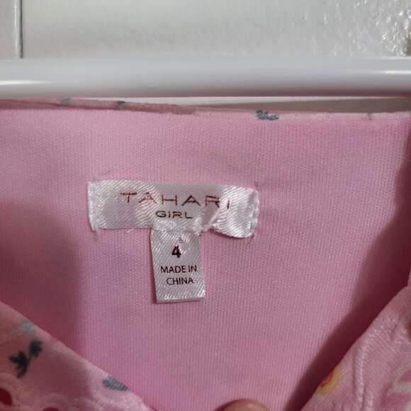 TAHARI Girls SZ 4 Pink Floral Eyelet Sundress Summer Spring - Picture 10 of 11